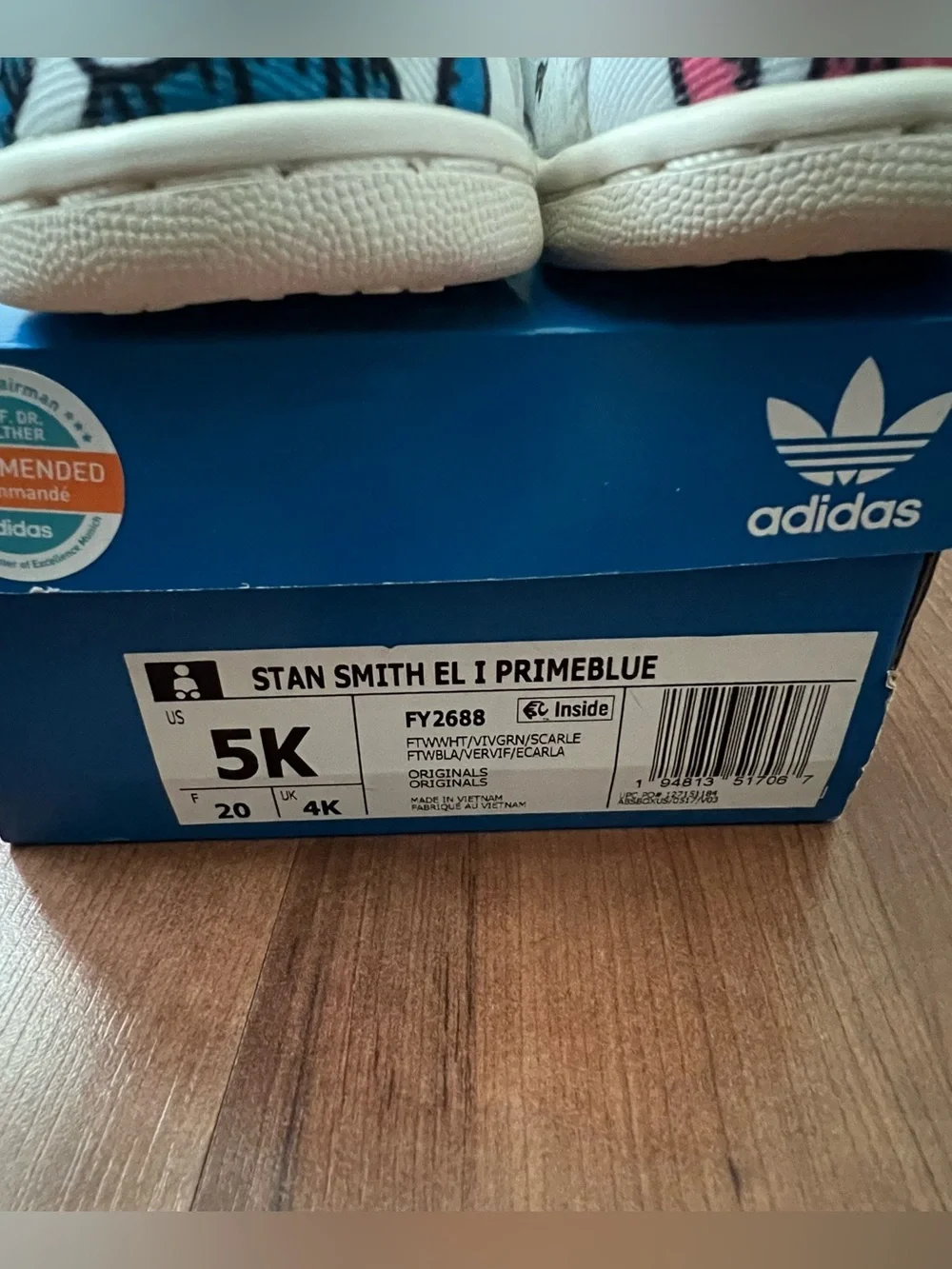 adidas baby White Canvas Sneakers with Pink, Blue, Yellow and Red Accents